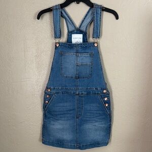 Celebrity Pink Blue Denim Jean Skirtall Overall Dress Women’s Size XS